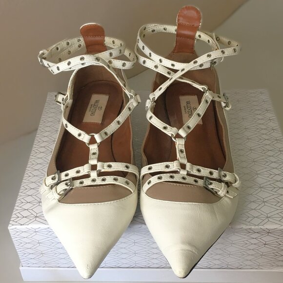 VALENTINO Leather "Love Latch" Cage Ankle Strap Ballet Flats - ITALIAN SIZE 38 - Picture 7 of 13